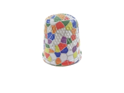 20 mm Rhythm Patch Enameled Brass Spring Colors Thimble, Dome Top, Flat Collar