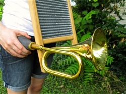 Small brass bulb horn, medium bell...traditional bugle design.