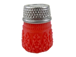 Rhythm Patch Flexible Rubber Grip Brass Thimble, Recessed-Top "Quilter", Round Collar, 17.5 mm (X-Large RED)